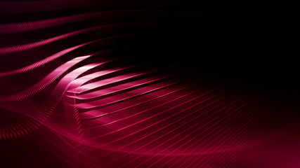 Abstract generative art background. 3d illustration. Fractal graphics composition of dots, waves and rays of light. Science and digital technology concept.