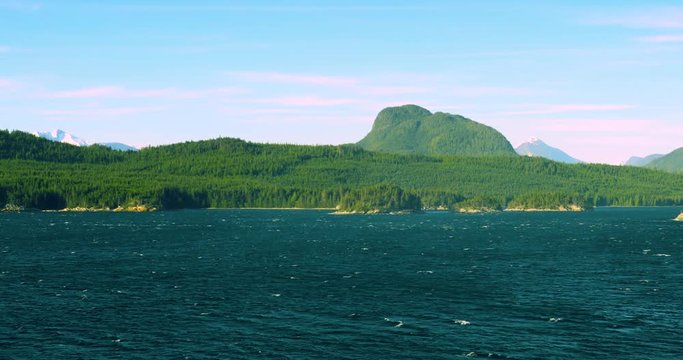 Cruise to Vancouver, in the Alaska Sea, USA, beautiful bay scenery in the afternoon sun