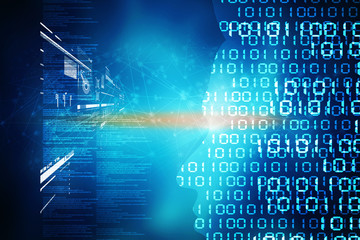 2d illustration abstract digital binary data on computer screen