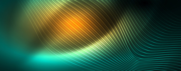 Shiny neon vector wave line abstract background, motion concept