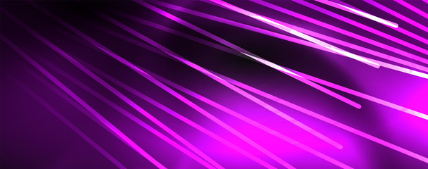 Shiny color neon light with lines, abstract wallpaper, shiny motion, magic space light. Techno abstract background