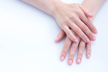 beautiful soft hands of a woman and handcream skincare