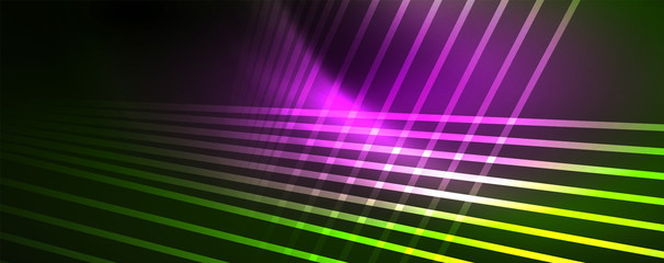 Vector neon light lines concept, abstract background