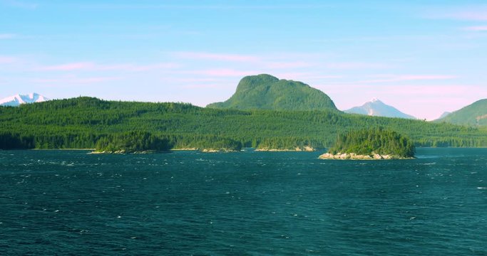 Cruise to Vancouver, in the Alaska Sea, USA, beautiful bay scenery in the afternoon sun
