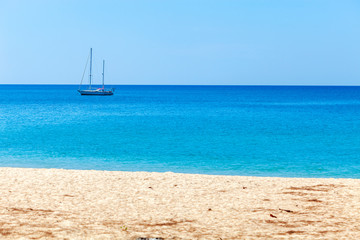 Sailing boats in tropical sea beautiful beach in phuket thailand