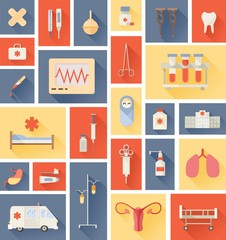 Medical icons collection. Flat design icon set