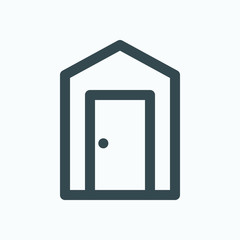Garden shed isolated icon, outdoor backyard garden storage shed outline vector icon