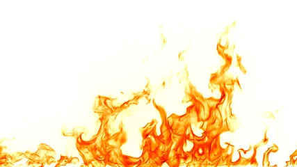 Foto op Plexiglas Brand vlammen geïsoleerd op een witte achtergrond. © prasong.