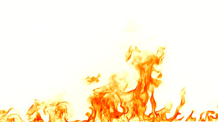 Fire flames isolated on white background.