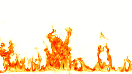 Fire flames isolated on white background.