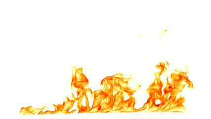 Fire flames isolated on white background.