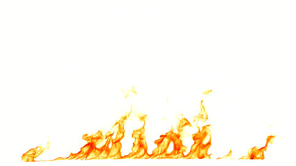 Fire flames isolated on white background.