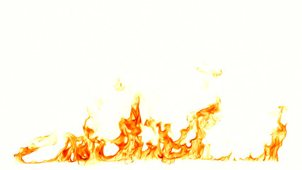 Fire flames isolated on white background.