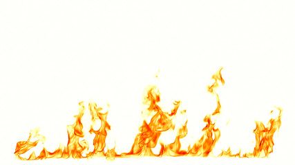 Fire flames isolated on white background.
