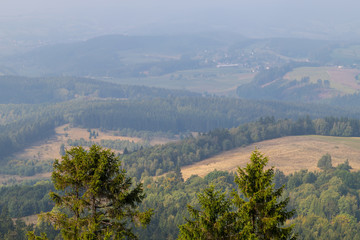 Fototapeta na wymiar Mountain landscape with valley below. View from height
