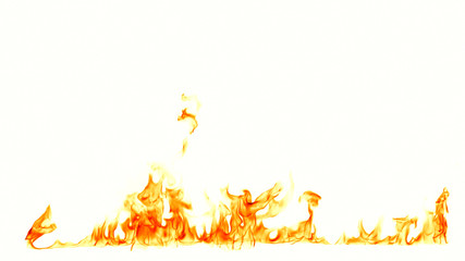 Fire flames isolated on white background.