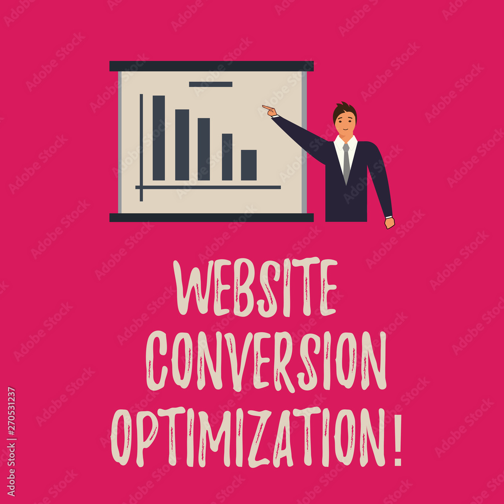 Poster handwriting text writing website conversion optimization. concept meaning system for increasing webs