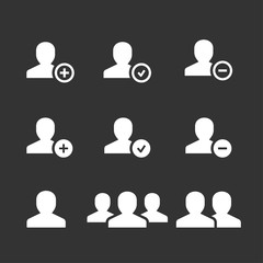 Account vector icon for graphic and web design on black background.