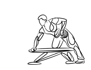 Obraz na płótnie Canvas Athletic men pumping up back muscles workout gym bodybuilding - Line Art Design Vector Illustration.