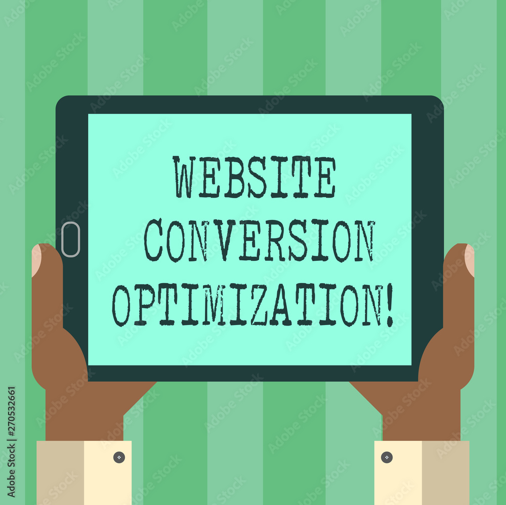 Poster handwriting text website conversion optimization. concept meaning system for increasing website visi