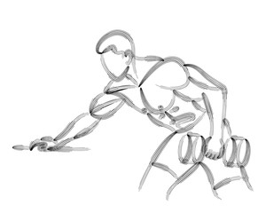 Athletic men pumping up back muscles workout gym bodybuilding - Line Art Design Vector Illustration.