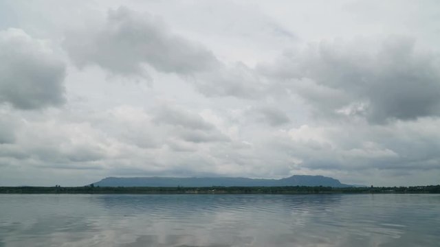 Time lapse of the lake in the cloud storm day.
