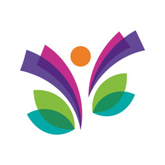 human with leaf transparency logo design for healthy