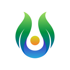 initial/letter u logo with people,water drop and leaf shape, initial letter u for health care logo © cahyo