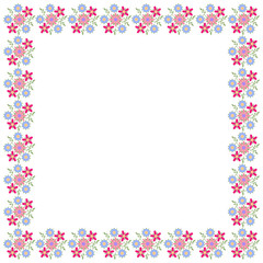 Decorative frame of colorful wild flowers. Square composition