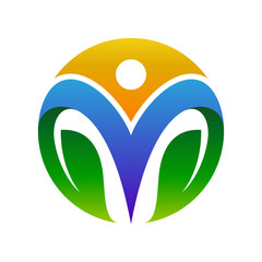 healthy life people logo design template