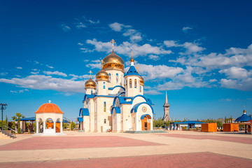 Russian style orthodox church dedicated to Saint Andrew at the village Episkopio of in Cyprus
