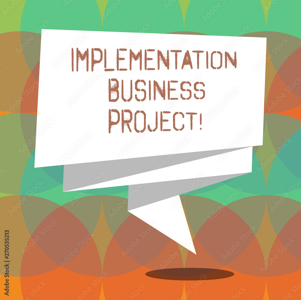 Poster word writing text implementation business project. business concept for process of executing a plan 