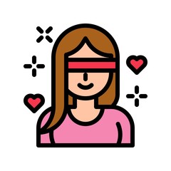 Love is blind vector, Valentine and love related filled outline icon
