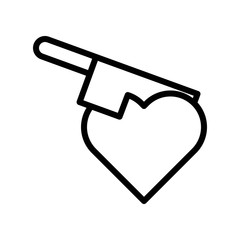 Heart with knife vector, Valentine and love related line icon