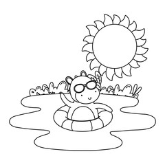 cute animal enjoying summer time cartoon