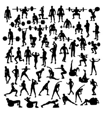 Weightlifting Silhouettes, art vector design 