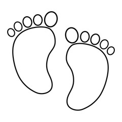 footmark icon cartoon in black and white