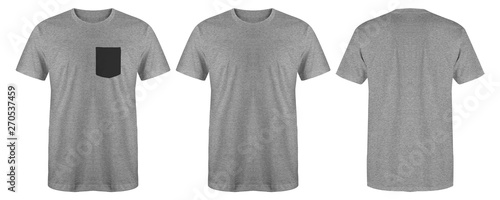 Download Blank T Shirt Set Bundle Pack Heather Grey T Shirt Isolated On White Background With Three Different Style Suitable For Mock Up Or Presentation Your Project Wall Mural Dxs