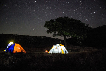 Fototapeta na wymiar Camping under million stars