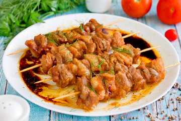 Grilled meat skewers shish kebab