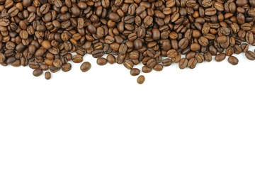 Coffee beans on a white background.