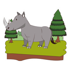 Fototapeta premium rhino wildlife cute animal cartoon
