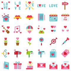Valentine and love related vector icon set, flat style