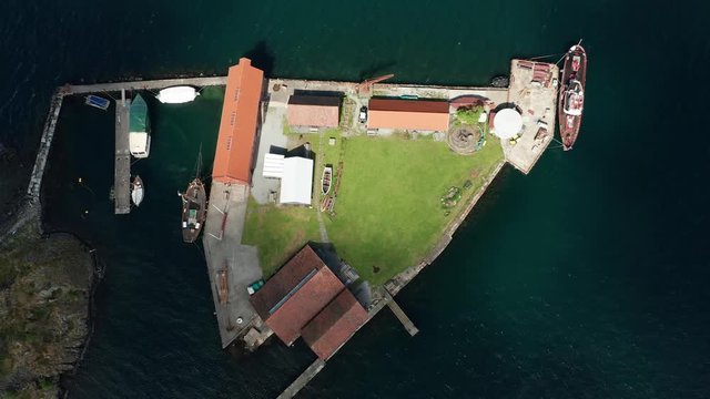 Stavanger Bay Oil Capital of Norway Natvigs Minde Islet Cinematic Drone Aerial With Moving Shadow 4k
