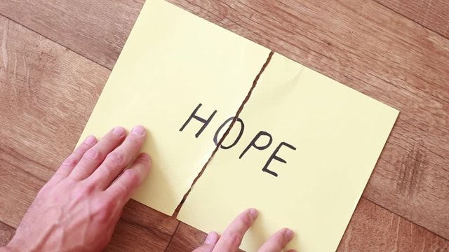 Putting pieces with "Hope" inscription together