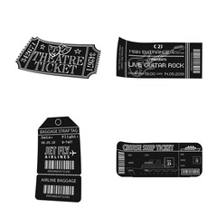 Vector illustration of ticket and admission sign. Set of ticket and event stock vector illustration.