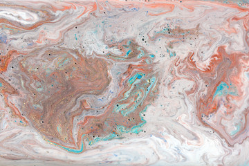 Pink and gray marbling pattern. Golden marble liquid texture.