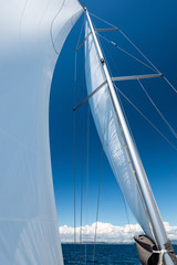 Fototapeta premium Luxury yacht at sea race. Sailing regatta. Cruise yachting