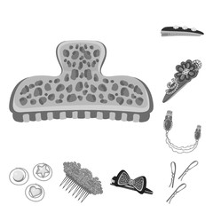 Vector design of hairdressing and hairclip sign. Collection of hairdressing and fashion stock vector illustration.