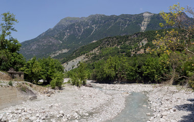 Fast, mountain river on a summer day.